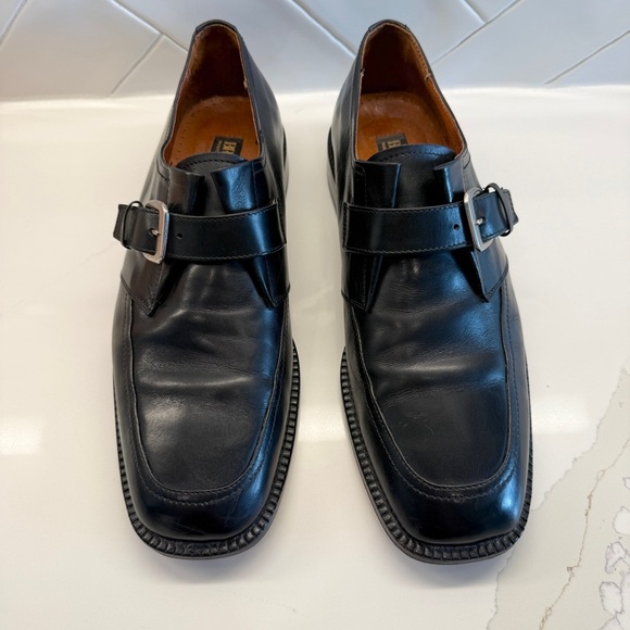 Brass Boot Men's Black Leather Monk Strap Dress Shoes Size 8.5 Handmade In Spain - Picture 2 of 8